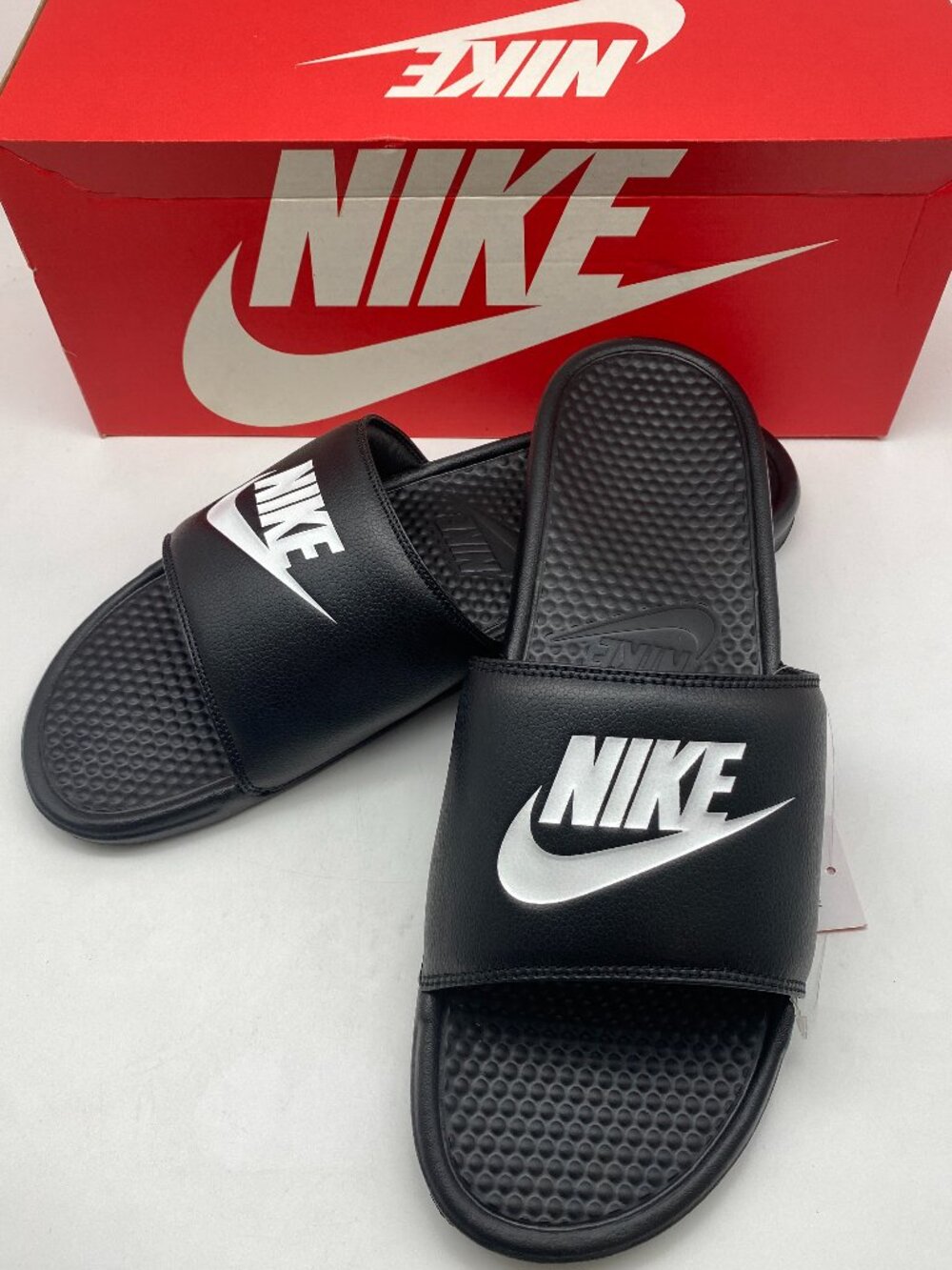 NIKE BENASSI JDI SLIDE BLACK/WHITE #343880 090 US MEN SIZE 16 AND 18
